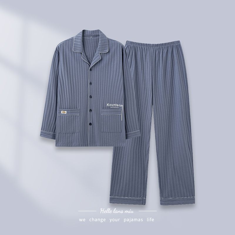 Pijamas de algodón de hombre primavera y otoño 2024 otoño y invierno de manga larga nueva ropa de hombre grande se puede usar fuera