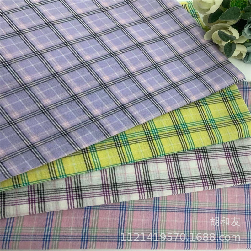 厂家直供 全棉格子面料 春夏款色织衬衫格子布 现货批发童装格子