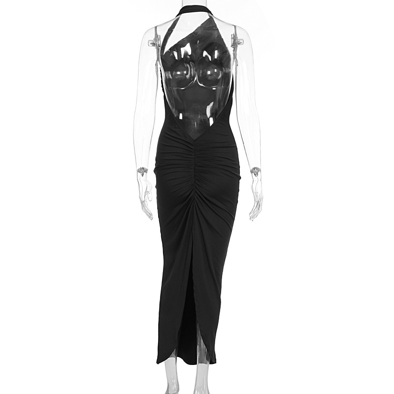 New Arrival Summer Women Dress Sexy Bodycon Halter Large Open Back Dress Female Fashion Party Date Dress_ecoleips.com