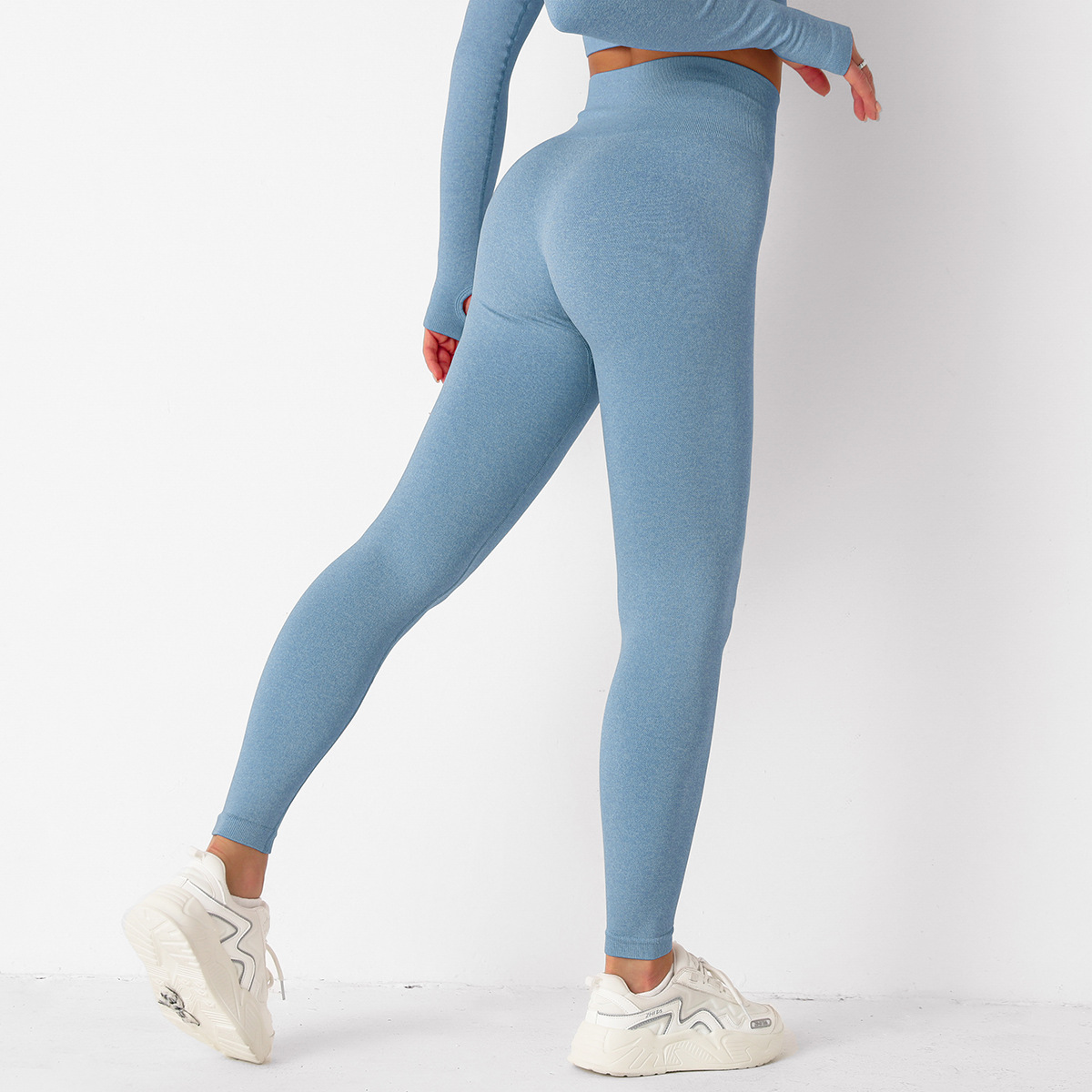 Leggings de yoga ajustados de cintura alta de color sólido NSNS66949