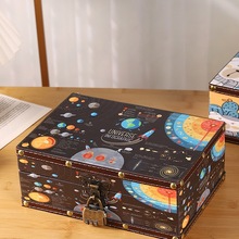 木制百宝箱储物盒文件平板木盒子现金存钱盒儿童上锁杂物盒保管箱