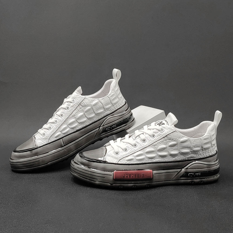 Genuine Leather sneakers men's all-match shoes European station men's shoes men's light luxury high-end shower glue niche fashion shoes heightening shoes