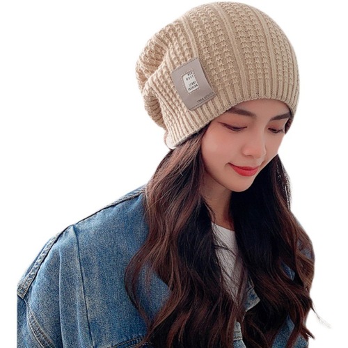 Women's Winter Casual Universal Beanie Cap, Knitted Korean Style Puff Cap for Autumn and Winter, Ear Protection, Warm and Cozy Postpartum Hat