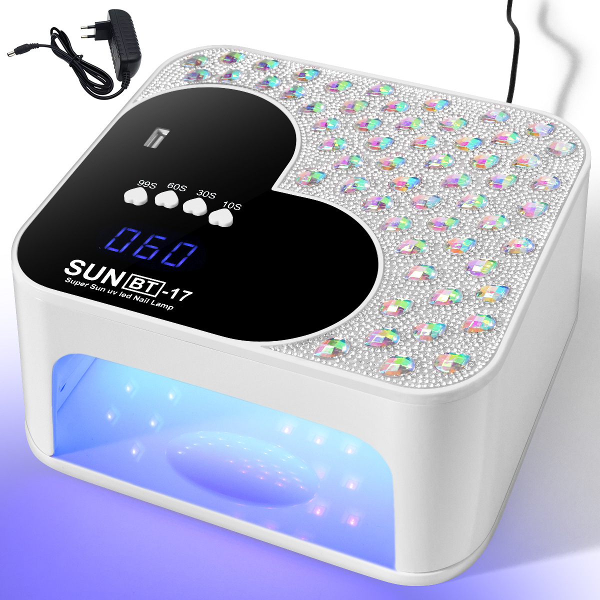 Diseño de amor de diamante enchufable usb lámpara de uñas multifuncional gran espacio LED máquina de fototerapia UV secador de uñas