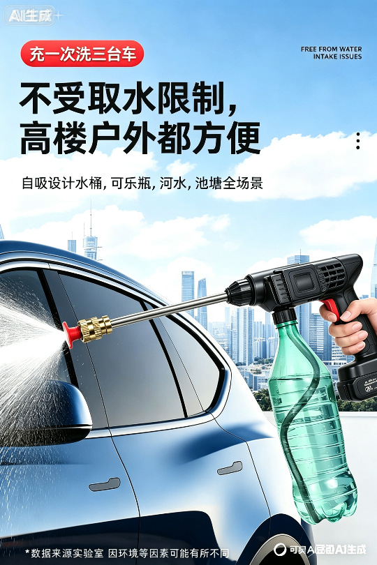 Cross-Border Wireless Lithium Battery High-Pressure Water Gun for Home Use, Portable Car Washing Machine with Supercharged Lithium Battery for Car and Floor Cleaning with Super Strong Pressure