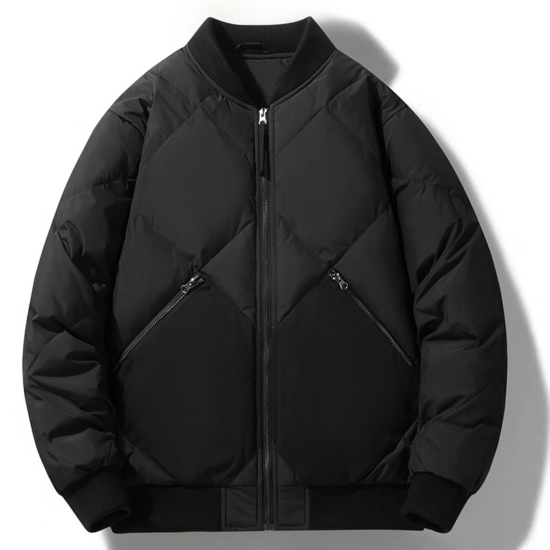 Herenkleding Heren Zijde katoenen jas korte stijl mode splitsen opstaande kraag dik warm nieuwe nationale standaard 90 eend Zijde katoenen trendy honkbaljack_voghion.com