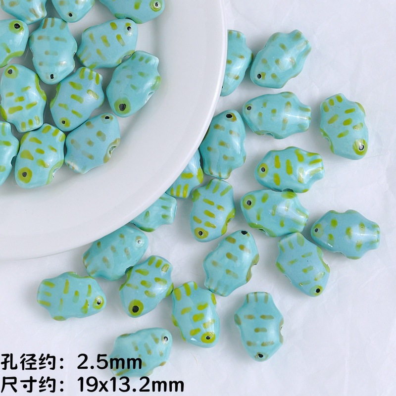 手绘复古陶瓷小鱼散珠 手工diy串珠材料项链手链饰品配件陶瓷珠子|undefined