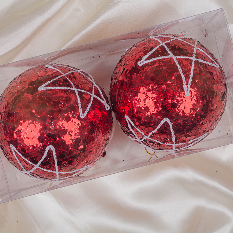 Navidad personalizada adornos colgante árbol de Navidad bola de Navidad bola de patrón rojo decoración de escenas de sequillas bola de pastel brillante