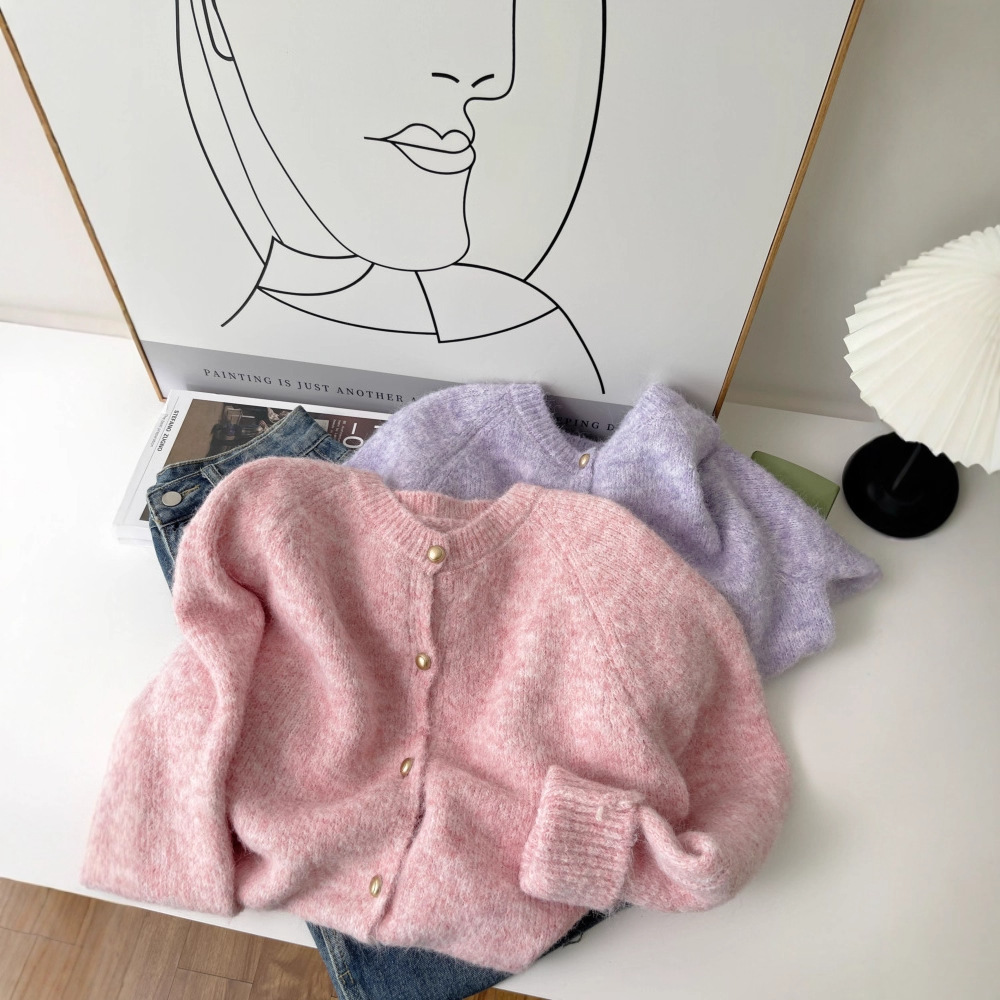 Korean Style Outer Wear Foreign Style Long-Sleeved Sweater for Women 2025 Autum New Style Lazy Style Loose Knitted Cardigan Top 6171