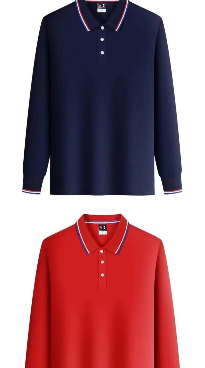​Men's Long Sleeve Polo Shirt Casual Business Loose Fit Big & Tall Cotton Comfortable T-Shirt With Collar_viptrois.com