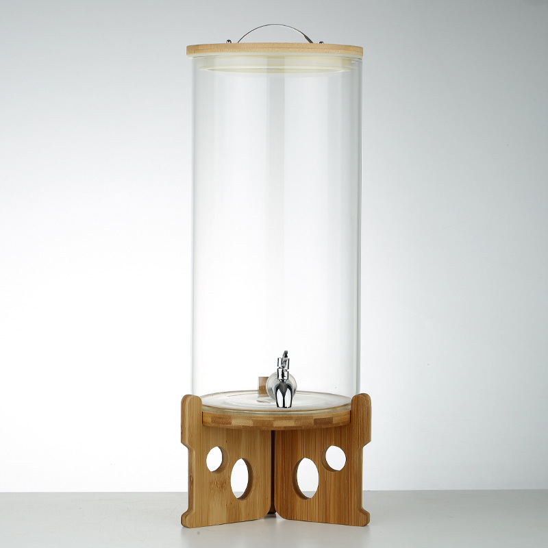 Gran capacidad de vidrio de borosilicato comercial de autoservicio de cola Cubo de jugo de limón hogar tanque de agua fría con grifo Cubo de vino