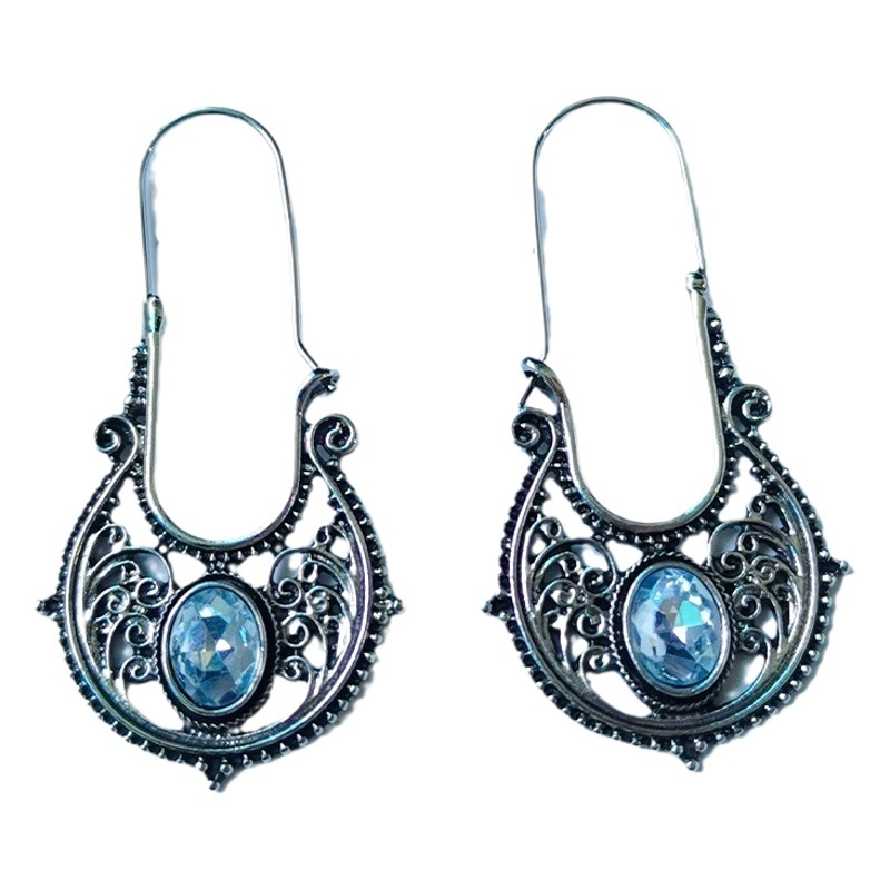 Yunjin Venta caliente europea y americana Bohemia retro pendientes huecos en forma de gota pendientes de plata antiguos transfronterizos exclusivos