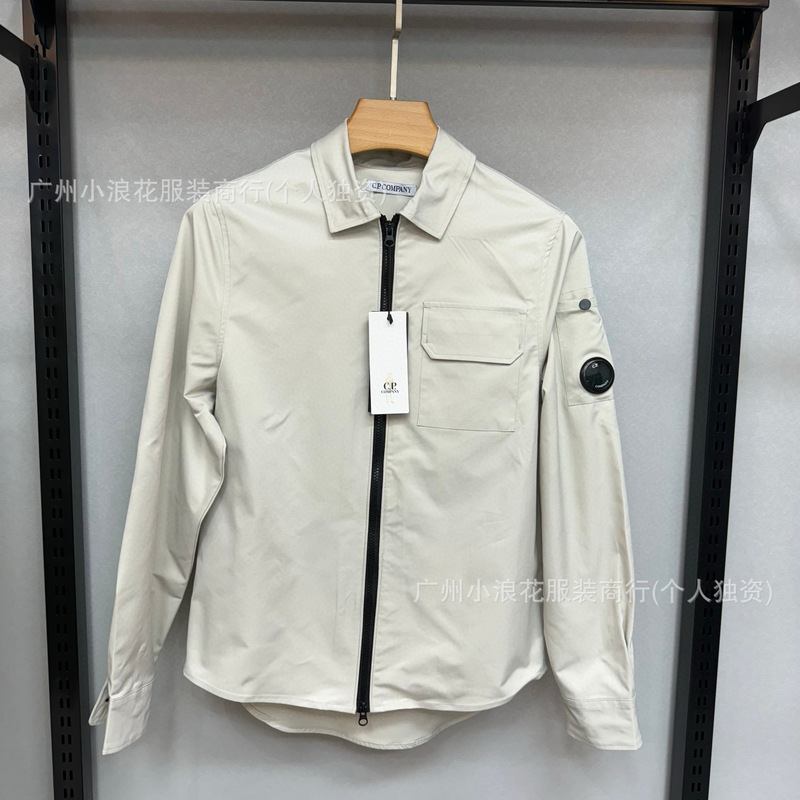 跨境CP夹克COMPANY英伦简约宽松长袖ins翻领拉链衬衣青年男装衬衫|undefined
