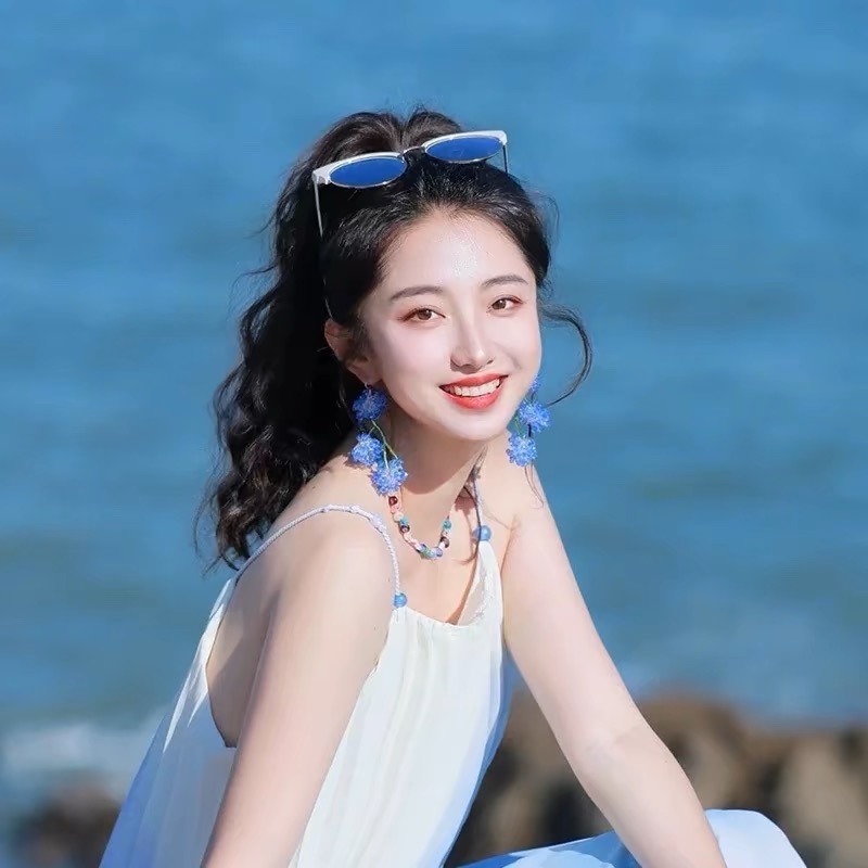 Cuentas azules largas aretes de flores con bordas exageradas joyas de orejas de vacaciones en la playa de mar pernos de orejas para mujeres sin agujeros de orejas image 4