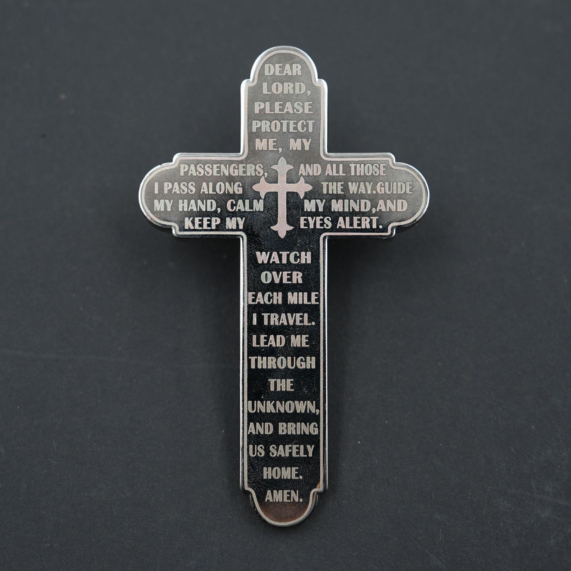 Jz31-Metal Cross Car Sun Visor Clip Prayer for Peace and Blessing Car Decoration Clip Car Hanging Ornament