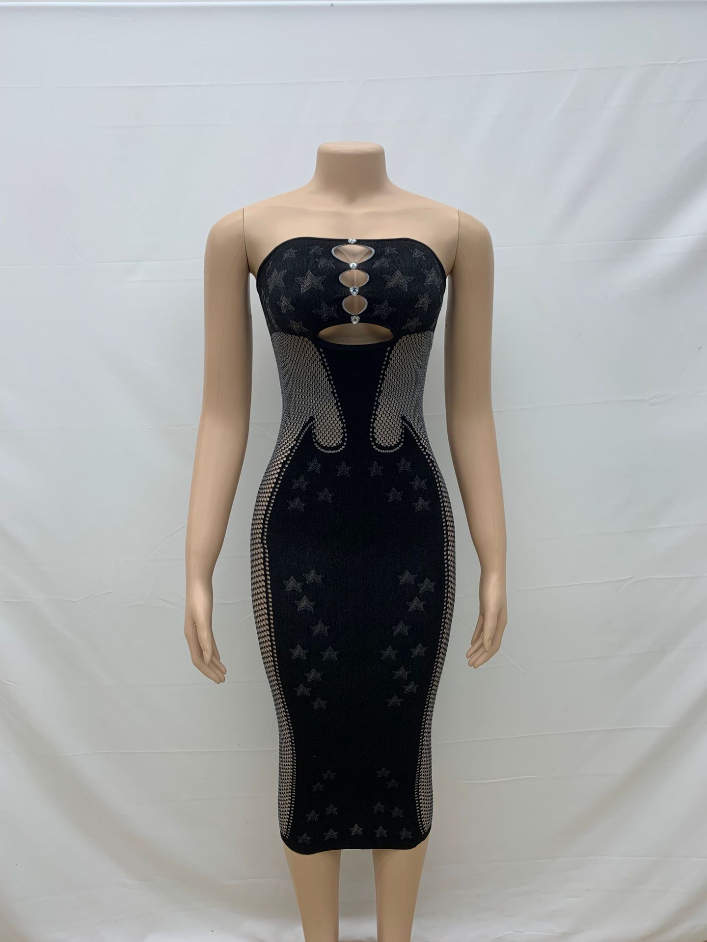 Women Solid Color Tube Top Slim Fit Sexy Backless One Piece Knitted Dress