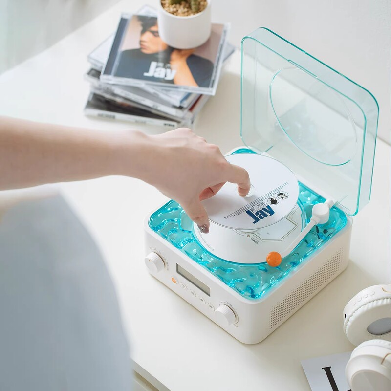 Kawoo Water Ripple Cd Player Record Player Music Album Disc Player Retro Bluetooth Audio All-In-One Machine
