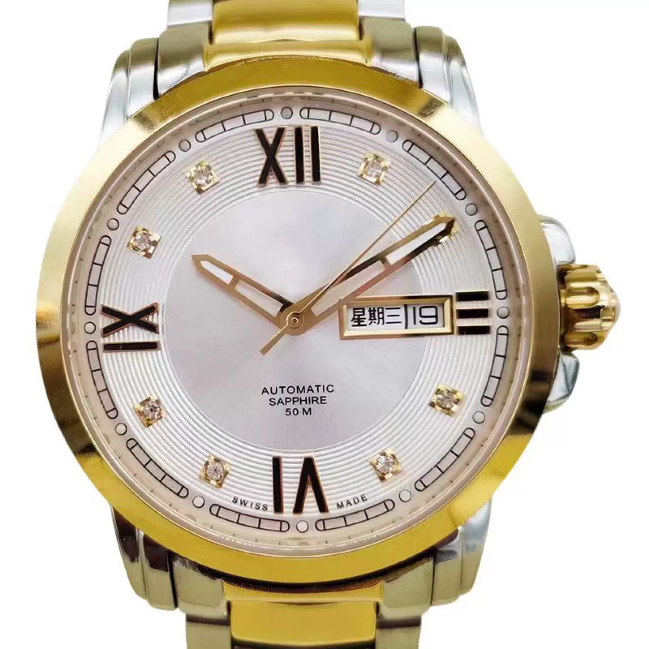 机械表男士手表夜光防水双日历英纳款式风格自动机械蓝宝石镜面