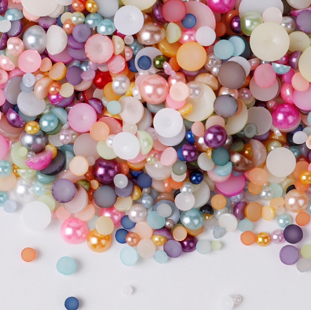 Gold and Silver Colorfulful Semicircle Imitation Pearls Environmentally Friendly Manicure Loose Beads Handmade DIY Jewelry Mobile Phone Stickers Jewelry Accessories