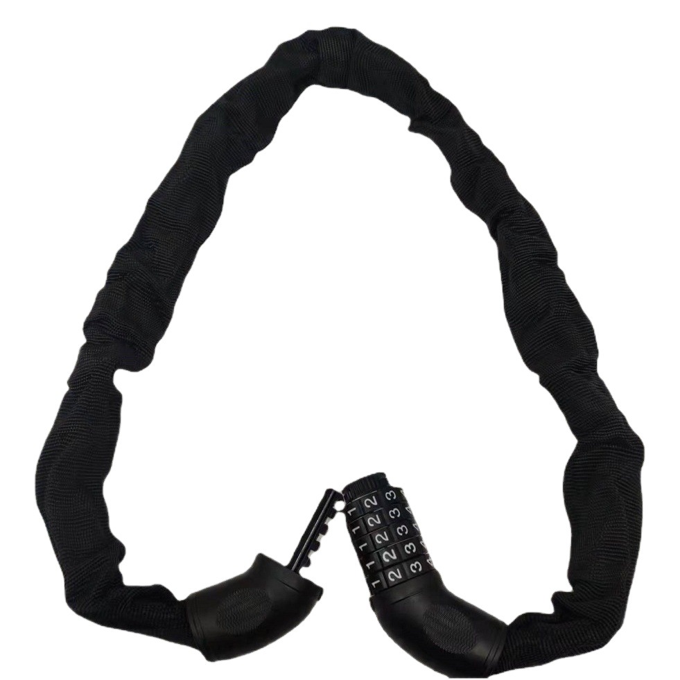 Cerradura de la bicicleta de cinco dígitos Contraseña de bloqueo de la cadena de bicicleta de montaña bloqueo antirrobo Cable de alambre de acero de bloqueo de la cadena de bloqueo de tela image 1