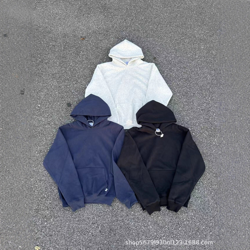 Russell 90S Pure Color Basic Brushed 420g Fleece Hooded Sweatshirt Tight Waist Cleanfit Commuter Hoodie Russell 90S Pure Color Basic Brushed 420g Fleece Hooded Sweatshirt Tight Waist Cleanfit Commuter Hoodie
