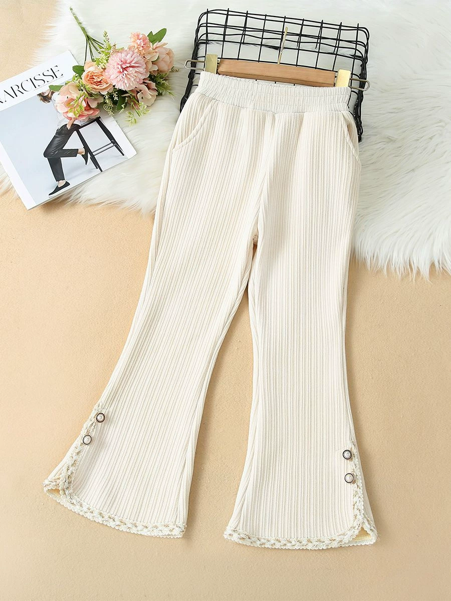 Flared Trousers for Teens, Increased Thickness (Plus Velvet Option), Demi-Season, Sizes 110–160 cm