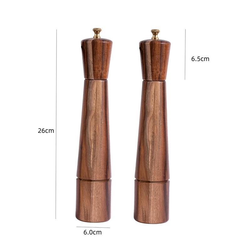 10 pulgadas de Acacia madera molino de pimienta manual de espesor ajustable molinillo de pimienta cocina condimento botella molinillo