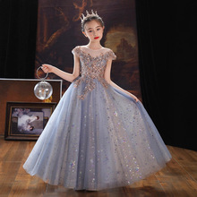 儿童礼服蓬蓬纱公主裙2025新款小女孩花童婚纱主持人钢琴演出礼服