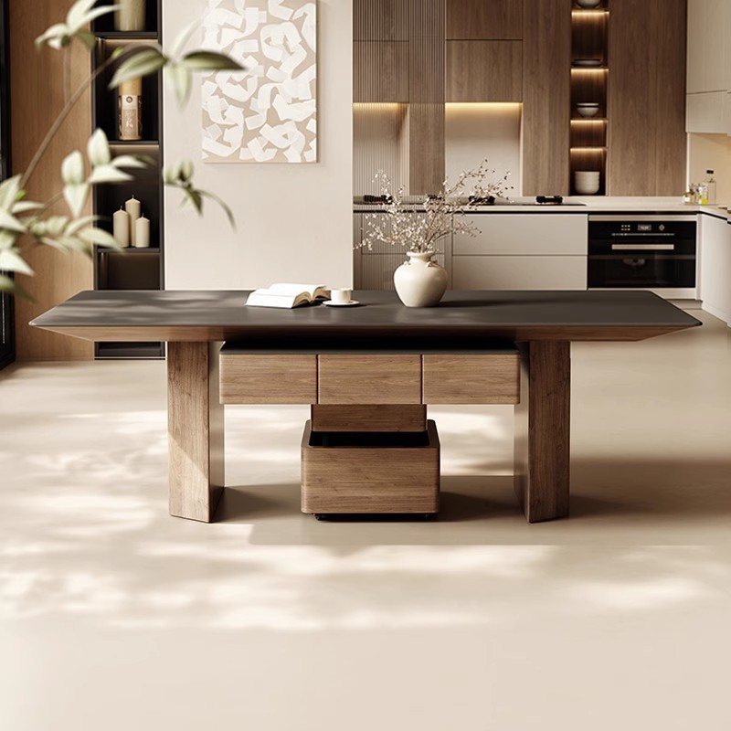 La mesa de mahjong se puede levantar, mesa de comedor de tablero de roca, muebles multifuncionales de doble uso, 2024 nuevo apartamento pequeño para el hogar