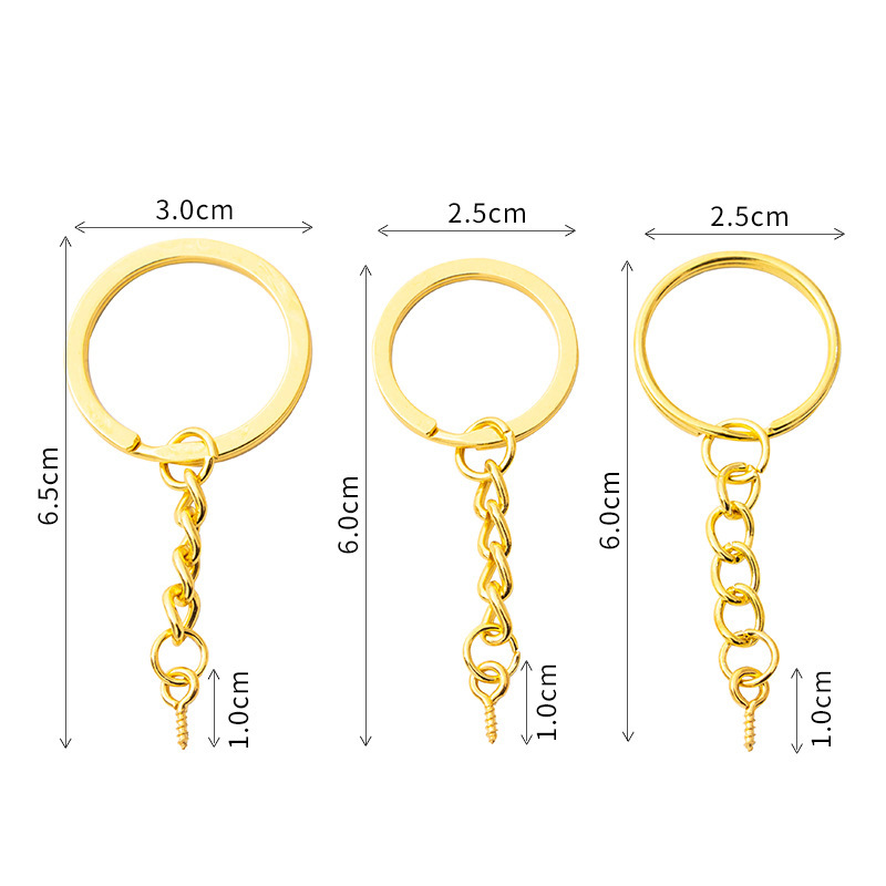金メッキキーホルダーキーリングチェーン付き羊の目DIYバッグジュエリーメタルアクセサリーキーチェーンペンダント|undefined