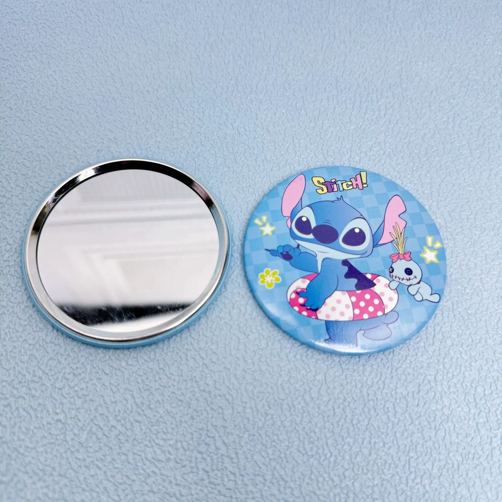 Мини-зеркальце Stitch в виде мультика, межзвёздная тема, портативное металлическое круглое зеркало