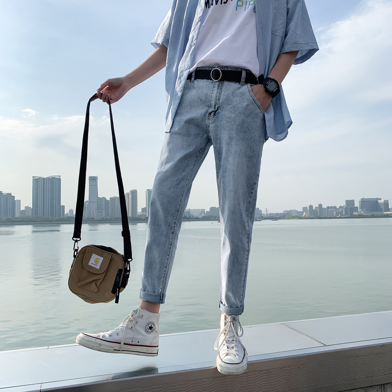 Brand retro loose straight jeans
