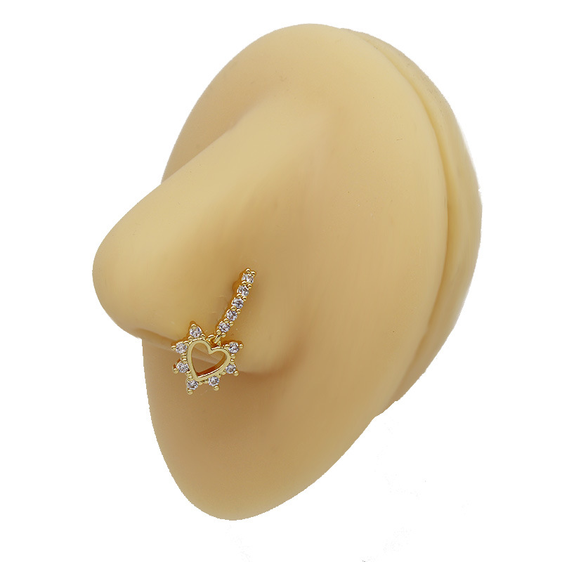 Fabbrica di gioielli per piercing al naso con perno a L a forma di cuore in zircone europeo e americano transfrontaliero Gatte_voghion.com