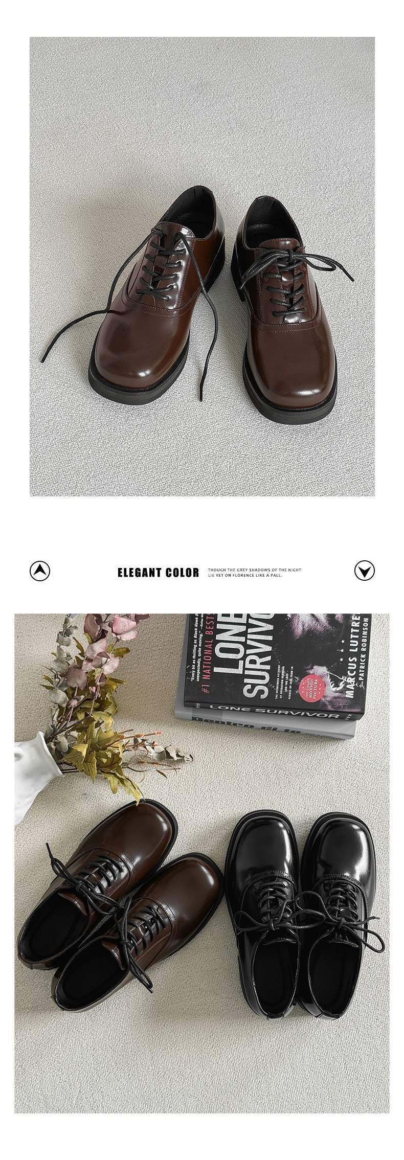 Chaussures d'affaires ShoeVault Cleanfit à semelle épaisse, style britannique, bout carré, en cuir, doublure polaire, rehaussantes, pour l'hiver._voghion.com