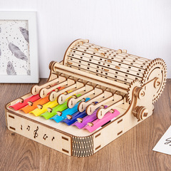 Cross-border new wooden DIY percussion musical instrument puzzle toy xylophone musical toy with eight-tone shaking hammer