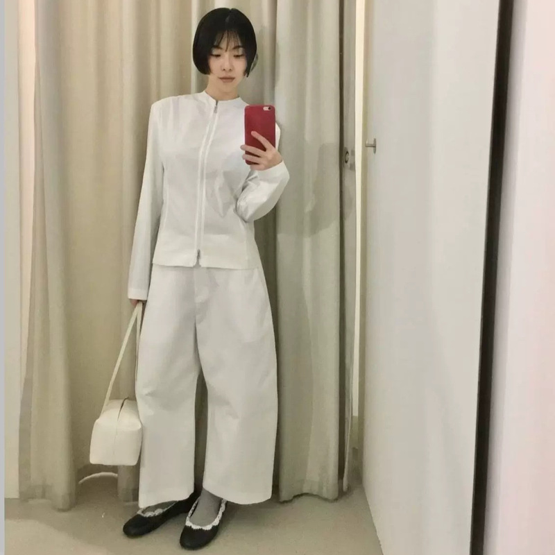 Mona Xh Korean Style [Li Jin Hua Same Model] Scimitar Pants Dongdaemun Summer New High-Waisted Slimming Cropped Pants