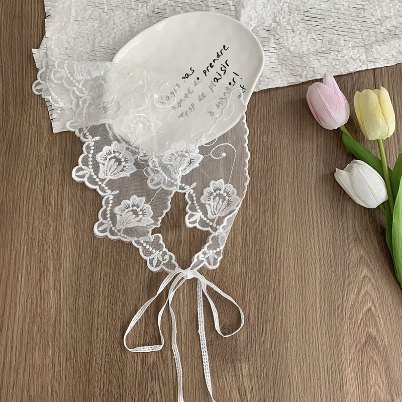 Pañuelo para el cabello pastoral femenino de verano nuevo estilo bufanda de seda multiusos vestido de alta calidad bufanda triangular de encaje correa de cintura