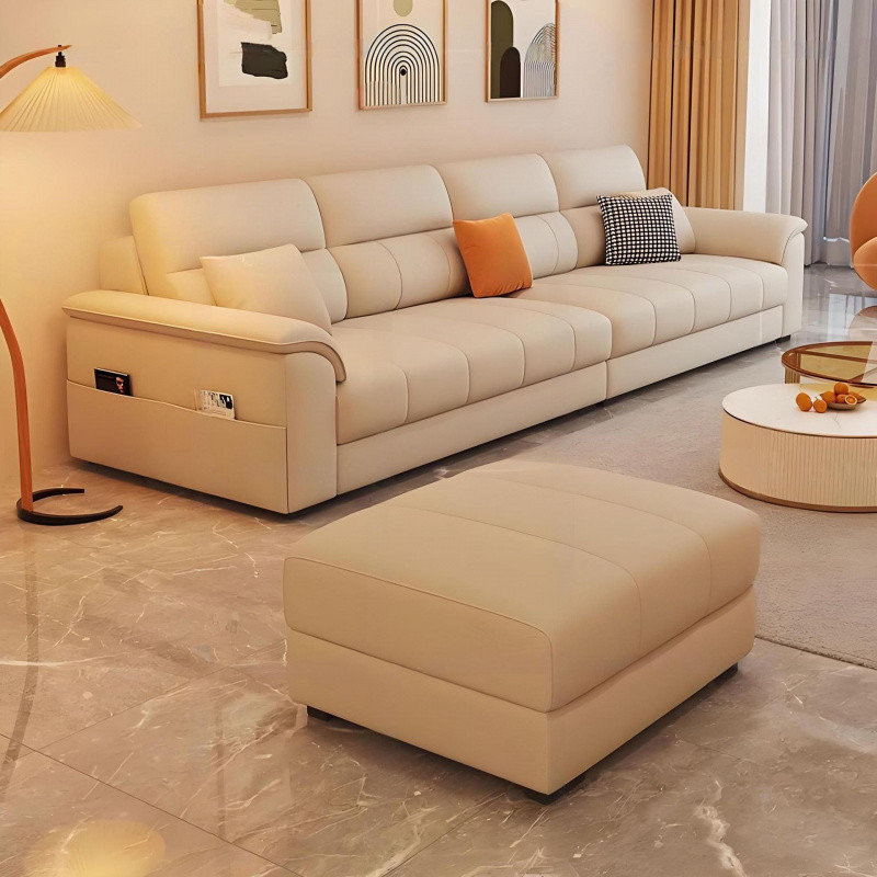 2025 New Italian Technology Cloth Sofa Living Room Small Apartment Sofa Simple Modern Home Straight Sofa High-End
