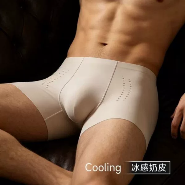 Seamless High-End Milk Leather Underwear, New Summer Style for Men, Breathable Mesh, Tiktok Hot-Selling Boxer Briefs