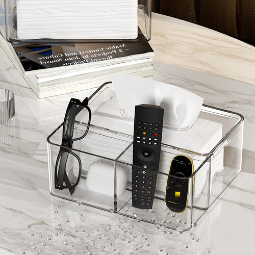 Desktop transparent tissue box facial tissue restaurant napkin storage box Nordic simple home living room paper box push
