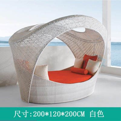 Cama de caña al aire libre doble jaula de pájaros sofá cama de vacaciones villa de ocio terraza tumblr balcón cama redonda tumblr