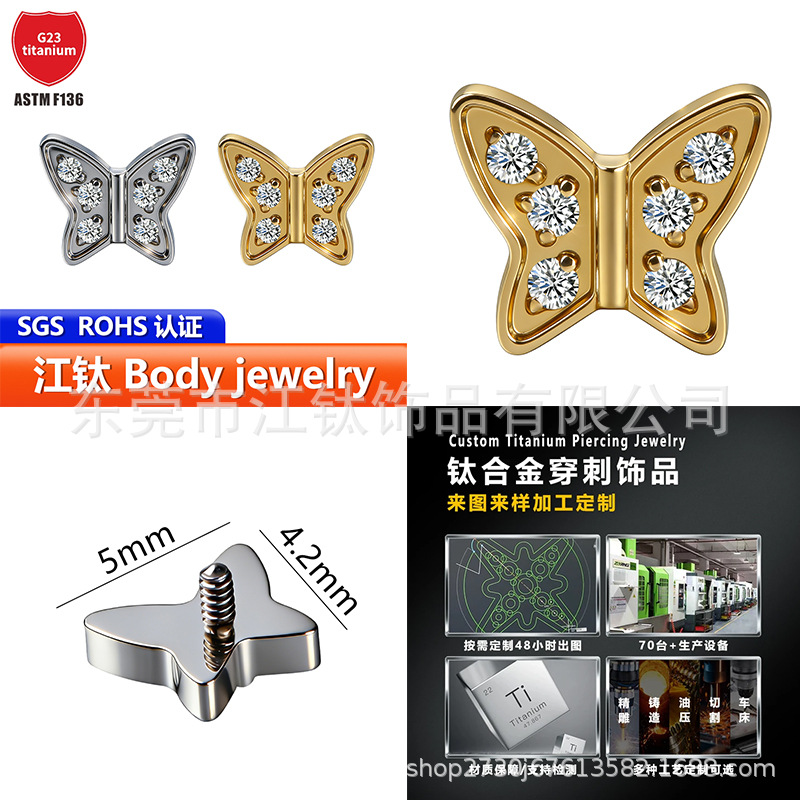 Pointed titanium steel lip stud product view