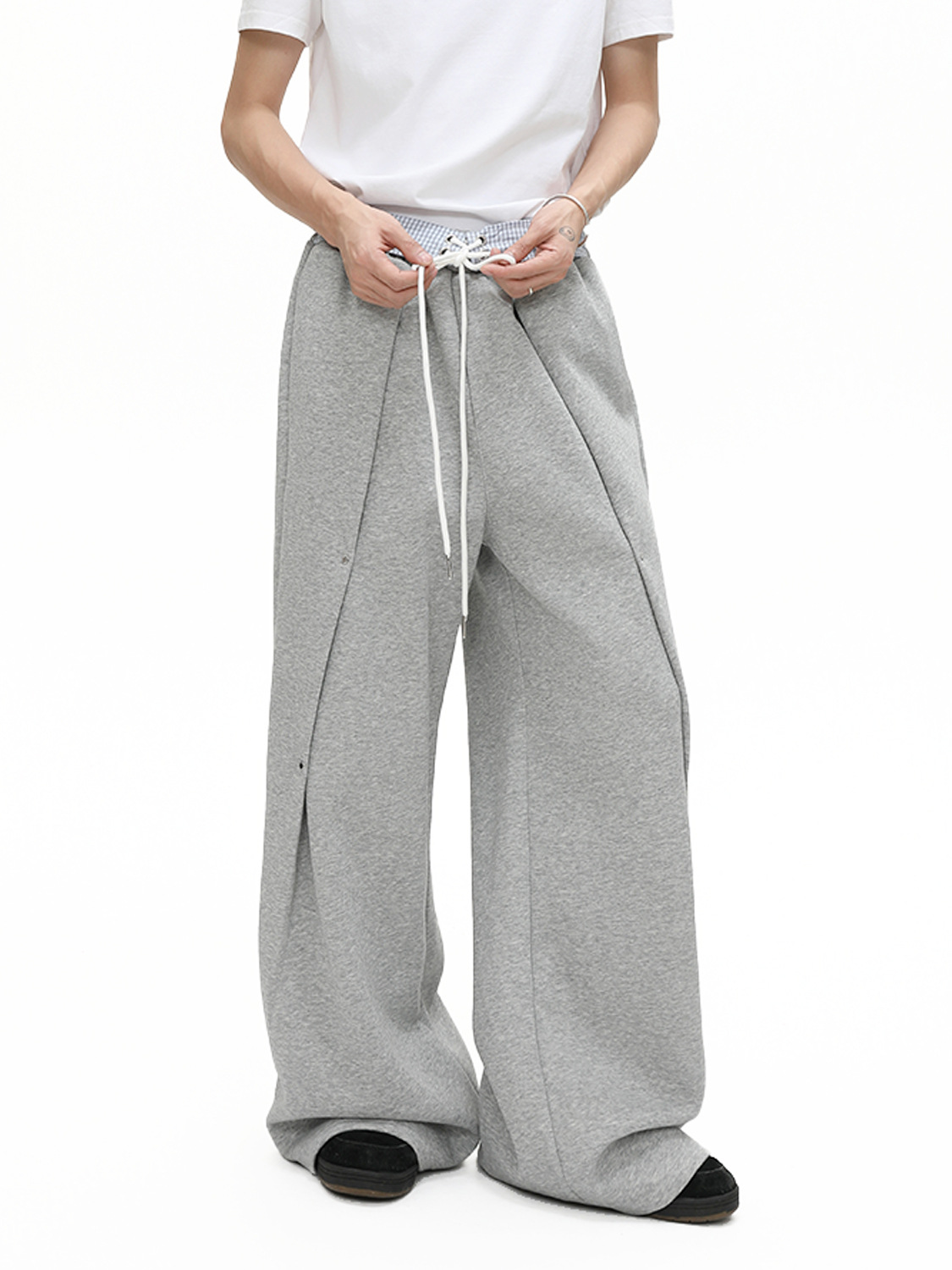 MTLCLOTHES Hombres| Falso de dos piezas de empalme simple versátil relajado conjunto de estilo deportivo relajado diario