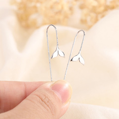 s925 silver fish tail earring with minimalist design, fresh forest style, fashionable and elegant, student women's earrings, popular wholesale