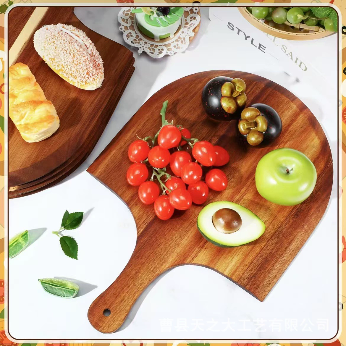 Трансграничная деревянная тарелка для пиццы домашний фруктовый хлеб завтрак тарелка с ручкой