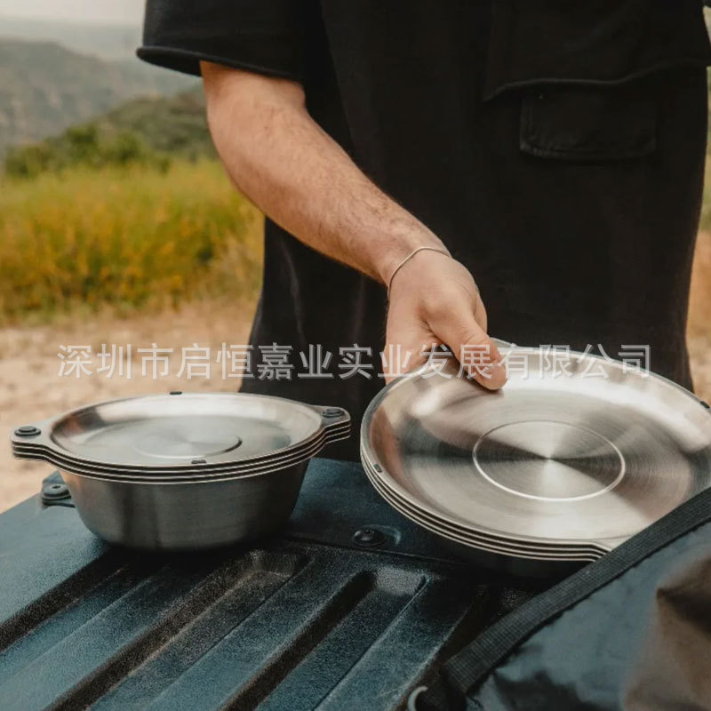 Magnetic Stackable 304 Stainless Steel Dinnerware Set, Magnetic Dinner Plates and Bowls, Outdoor Picnic Travel Tableware Magnetic Stackable 304 Stainless Steel Dinnerware Set, Magnetic Dinner Plates and Bowls, Outdoor Picnic Travel Tableware