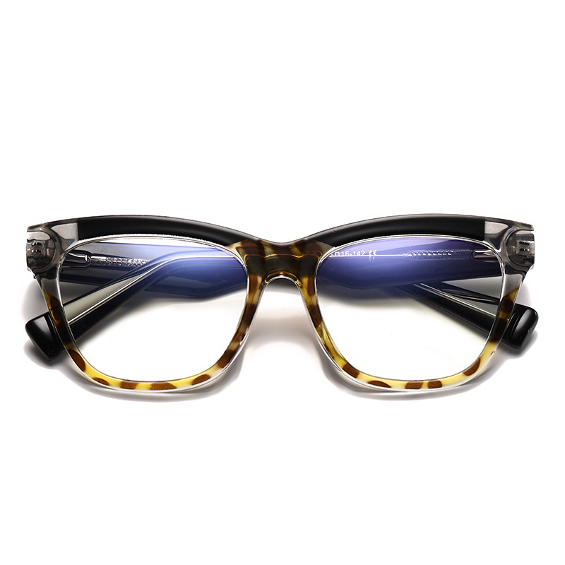 5737 novos óculos anti-luz azul femininos PC núcleo perna moda retro placa cor lente plana com óculos espelho_voghion.com