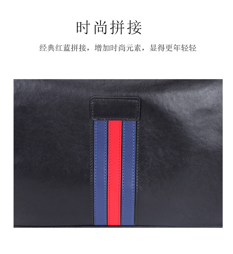 Túi đeo chéo nam da bò thật 29×11×17 cm phong cách đường phố — Màu đen chi tiết 6