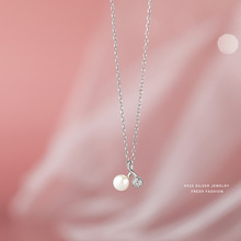 S925纯银樱桃淡水珍珠项链轻奢简约小众设计轻奢感珍珠锁骨链批发