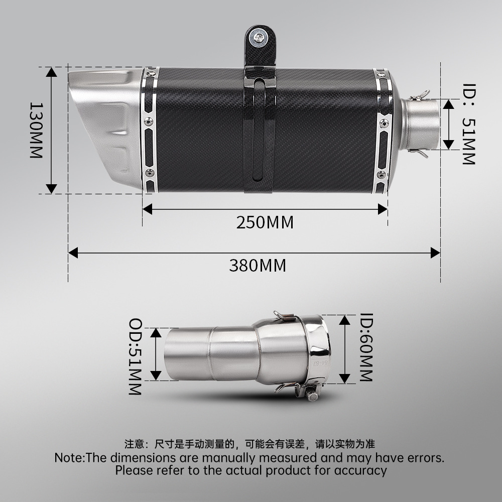 Motorcycle Exhaust Pipe Modification Zxjc Zhang Xue 500F Stainless Steel Mid-Section and Tail-Section Silencer Non-Destructive Installation